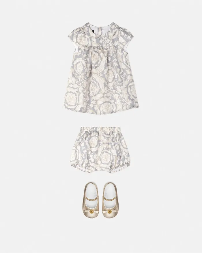 Clothing Kids Versace Barocco Baby Dress Set Grayprint