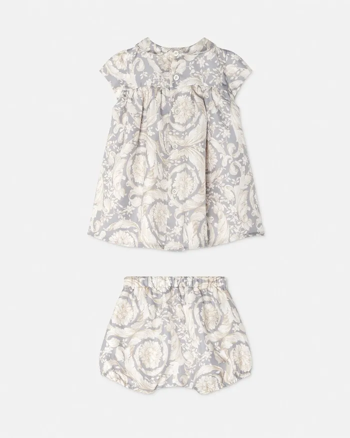 Clothing Kids Versace Barocco Baby Dress Set Grayprint