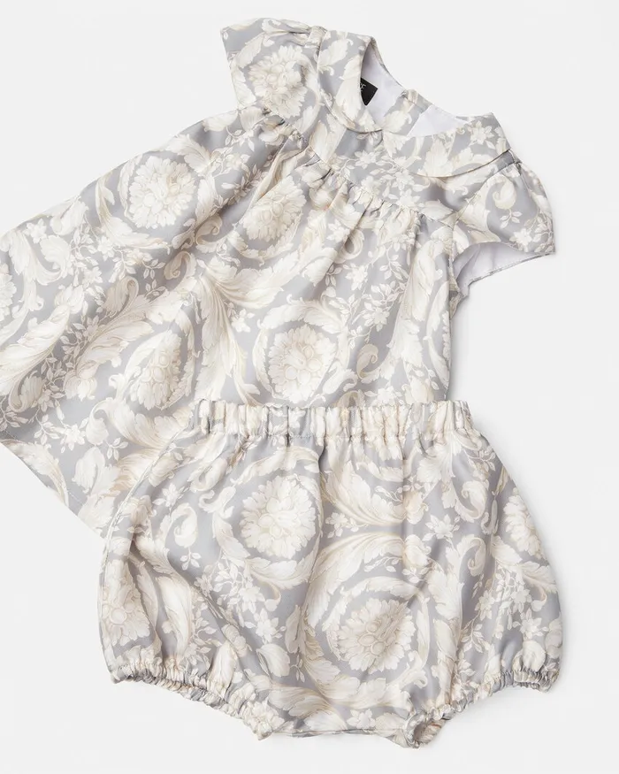 Clothing Kids Versace Barocco Baby Dress Set Grayprint
