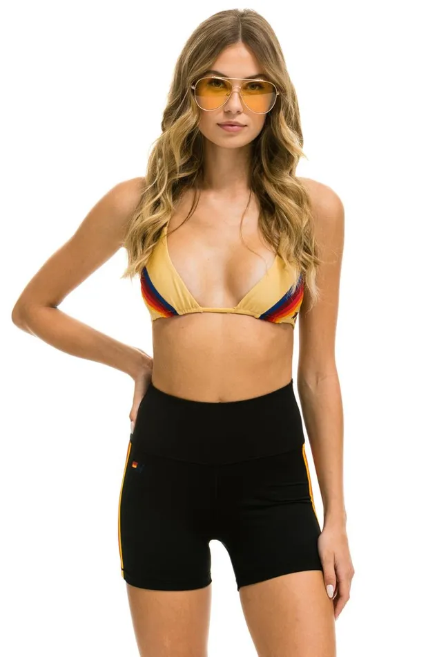 5 Stripe Rainbow 4 Inch HiRise Biker Short 8211 Black Women Aviator Nation Shorts