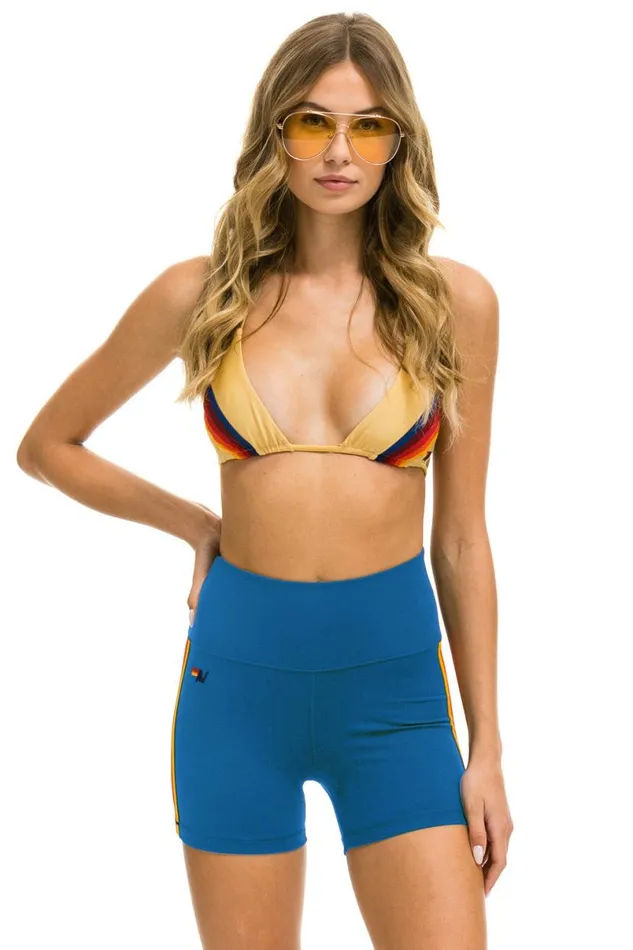 5 Stripe Rainbow 4 Inch HiRise Biker Short 8211 Caribbean Women Aviator Nation Shorts