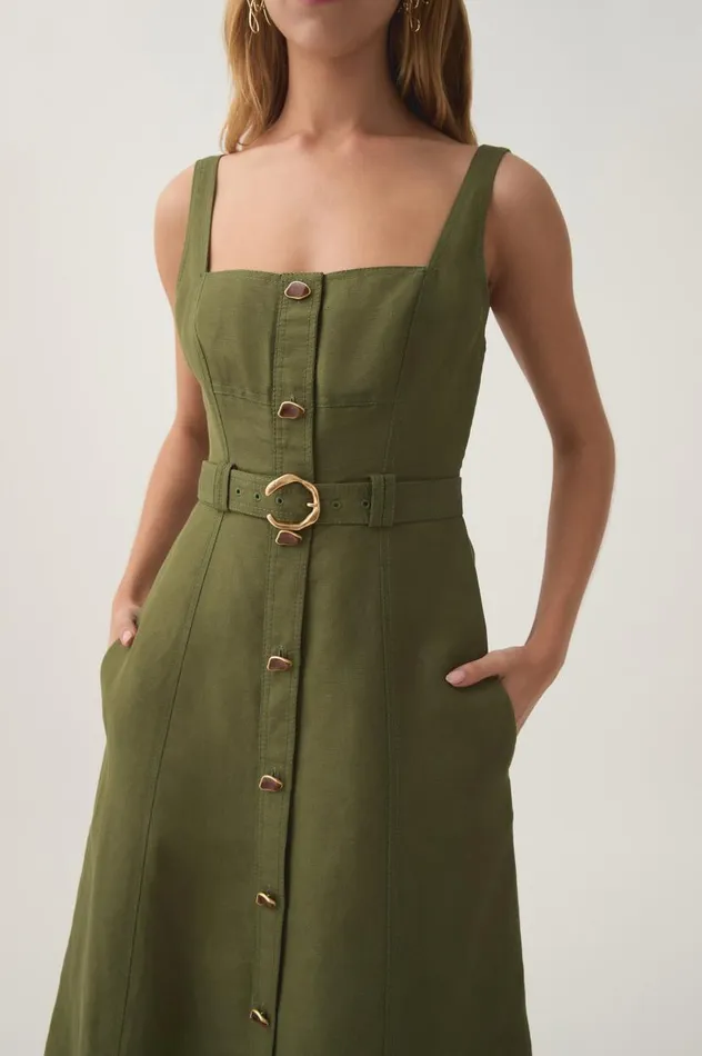Aje Dresses Axle Utility Midi Dress Palm Green 8211 Women Aje Dresses Axle Utility Midi Dress Palm Green 8211 Women