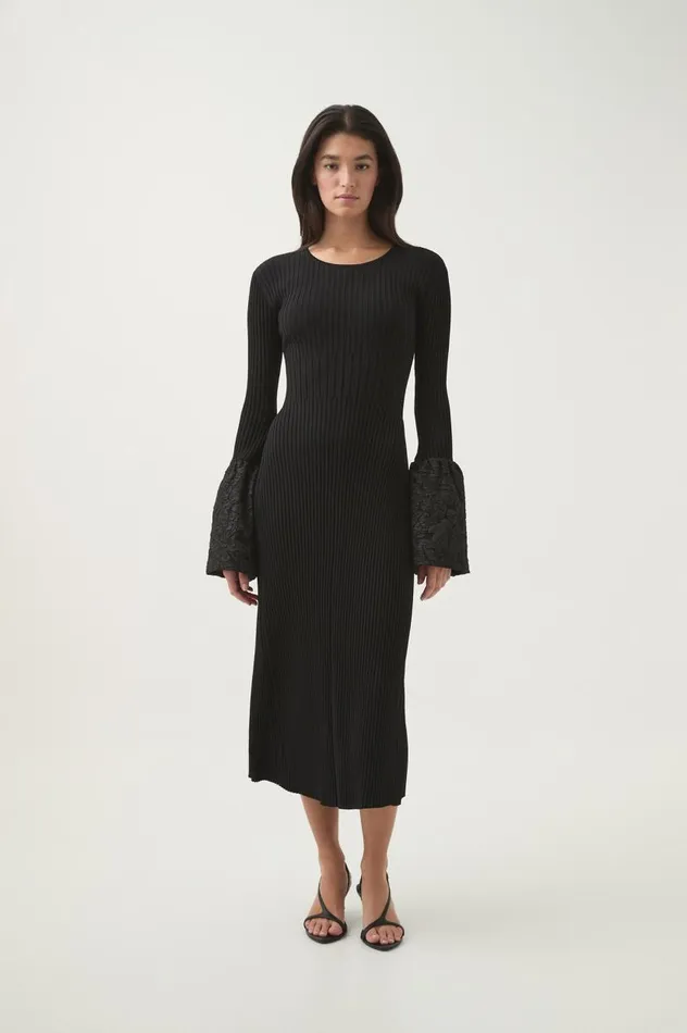 Aje Dresses Flute Knit Midi Dress Black 8211 Women