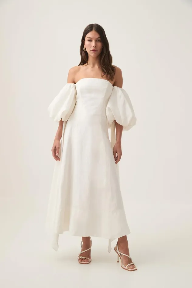 Aje Dresses Incarnation Midi Dress Ivory 8211 Women Aje Dresses Incarnation Midi Dress Ivory 8211 Women