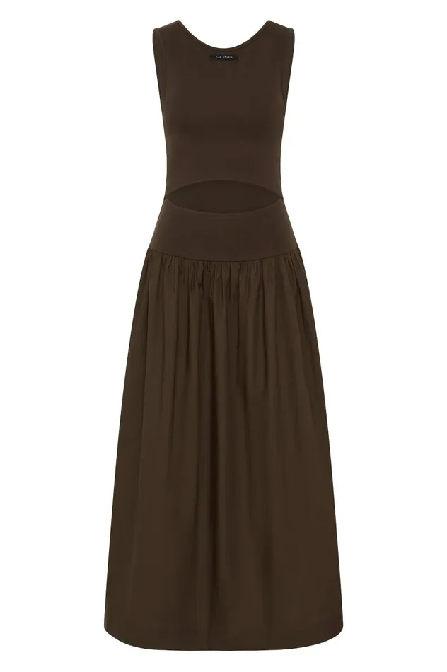 Aje Dresses Myra Reversible Midi Dress Chocolate 8211 Women Aje Dresses Myra Reversible Midi Dress Chocolate 8211 Women