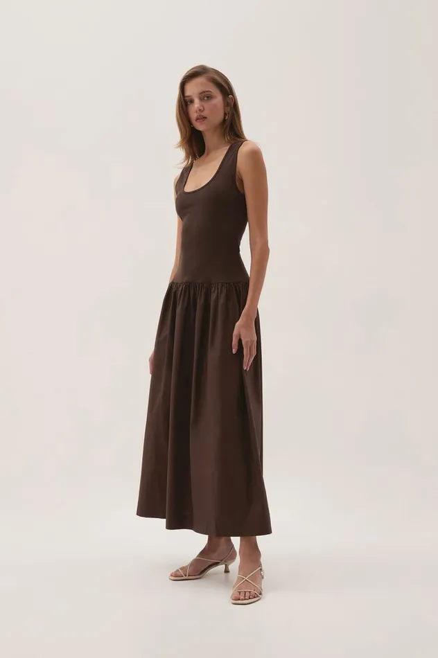Aje Dresses Myra Reversible Midi Dress Chocolate 8211 Women Aje Dresses Myra Reversible Midi Dress Chocolate 8211 Women