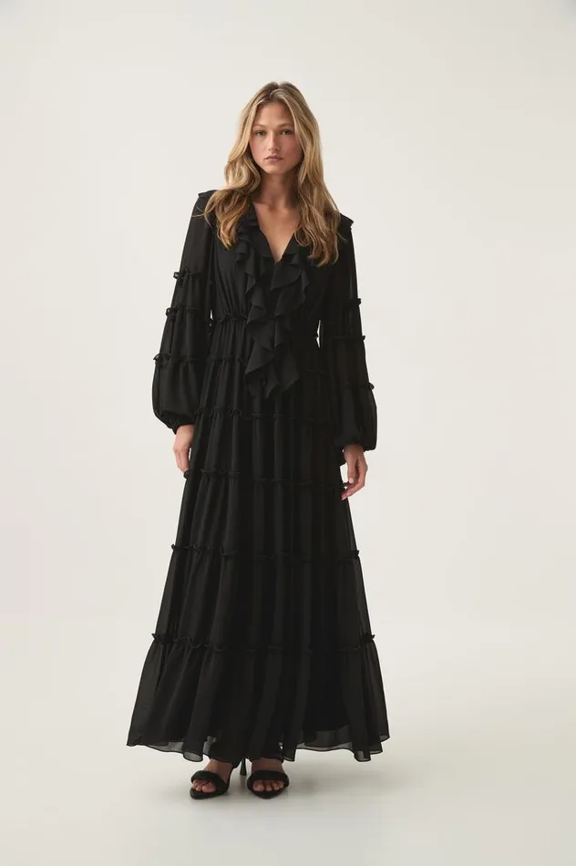 Aje Dresses Protea Ruffle Maxi Dress Black 8211 Women