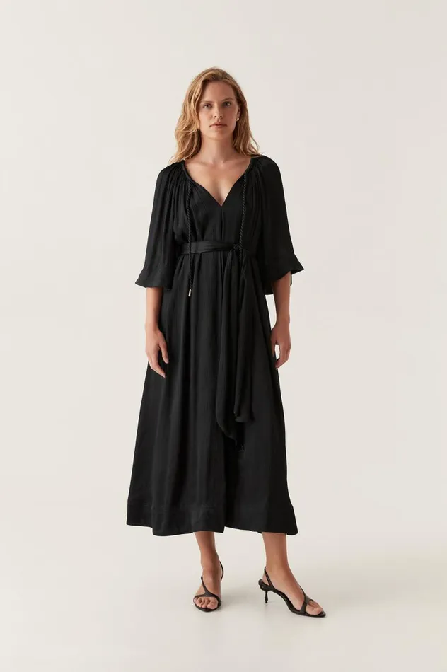 Aje Dresses Seraphina Silk Midi Dress Black 8211 Women