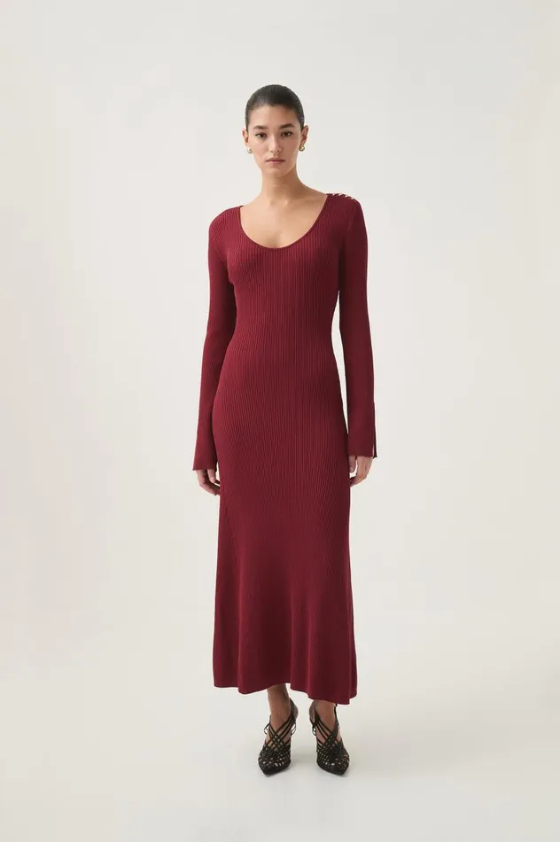 Aje Dresses Zeitgeist Knit Midi Dress Deep Crimson 8211 Women