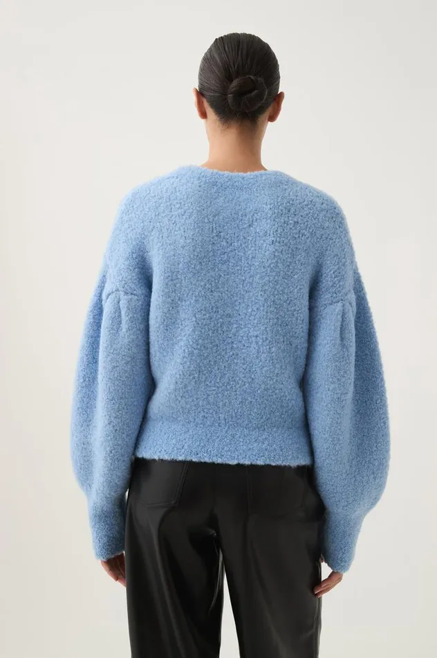 Aje Knitwear and Jumpers Moment Logo Knit Powder Blue 8211 Women Aje Knitwear and Jumpers Moment Logo Knit Powder Blue 8211 Women