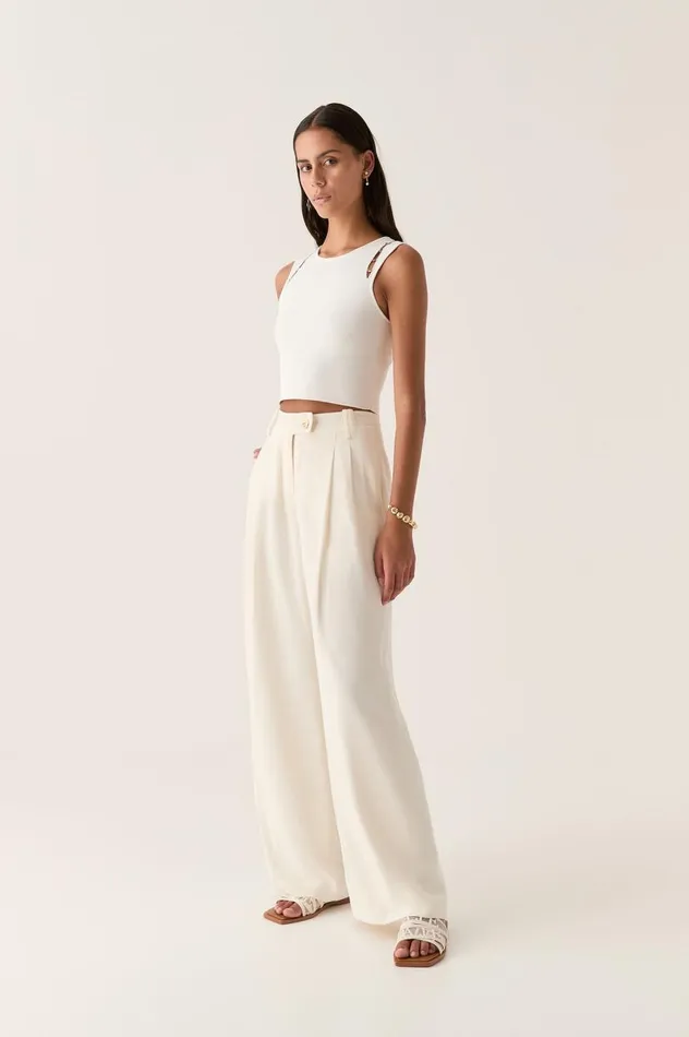 Aje Pants Harlem Pleat Front Pant Ivory 8211 Women Aje Pants Harlem Pleat Front Pant Ivory 8211 Women