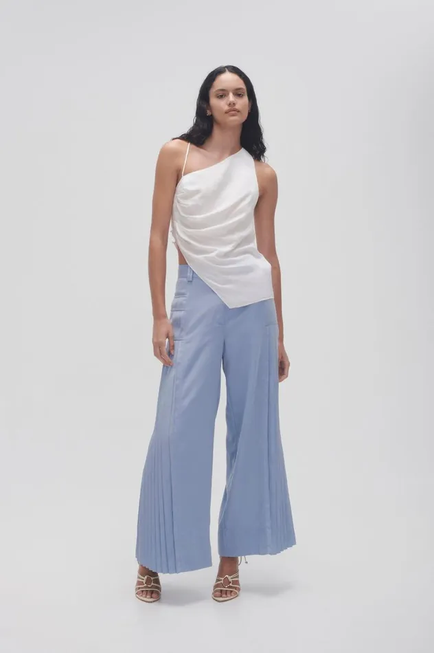 Aje Pants Tranquility Pleated Pant Steel Blue 8211 Women