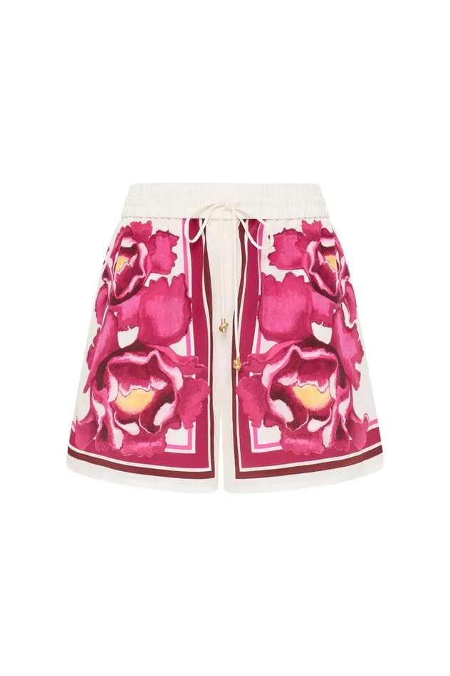 Aje Shorts Atomic Silk Drawstring Short Boldly Blooming 8211 Women Aje Shorts Atomic Silk Drawstring Short Boldly Blooming 8211 Women
