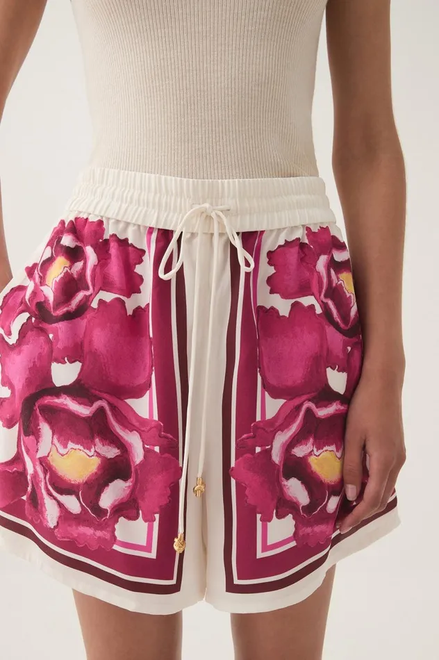 Aje Shorts Atomic Silk Drawstring Short Boldly Blooming 8211 Women Aje Shorts Atomic Silk Drawstring Short Boldly Blooming 8211 Women