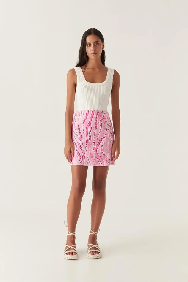 Aje Skirts Blaze Stitch Mini Skirt Dappled Flame 8211 Women Aje Skirts Blaze Stitch Mini Skirt Dappled Flame 8211 Women