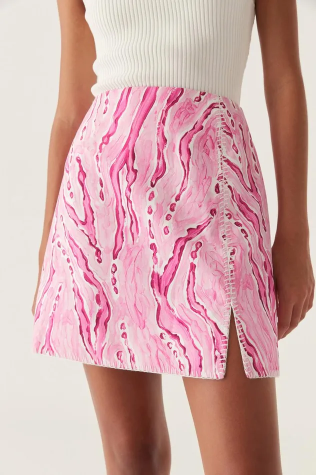 Aje Skirts Blaze Stitch Mini Skirt Dappled Flame 8211 Women Aje Skirts Blaze Stitch Mini Skirt Dappled Flame 8211 Women
