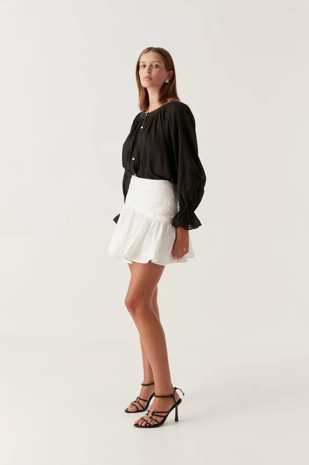 Aje Skirts Carrie Ruched Mini Skirt Ivory 8211 Women Aje Skirts Carrie Ruched Mini Skirt Ivory 8211 Women