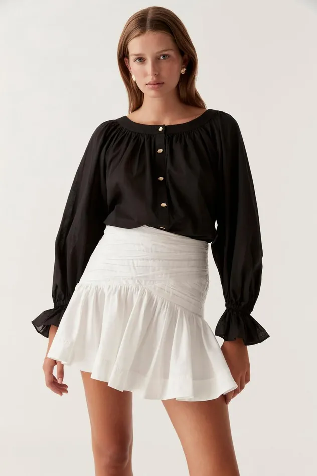 Aje Skirts Carrie Ruched Mini Skirt Ivory 8211 Women Aje Skirts Carrie Ruched Mini Skirt Ivory 8211 Women