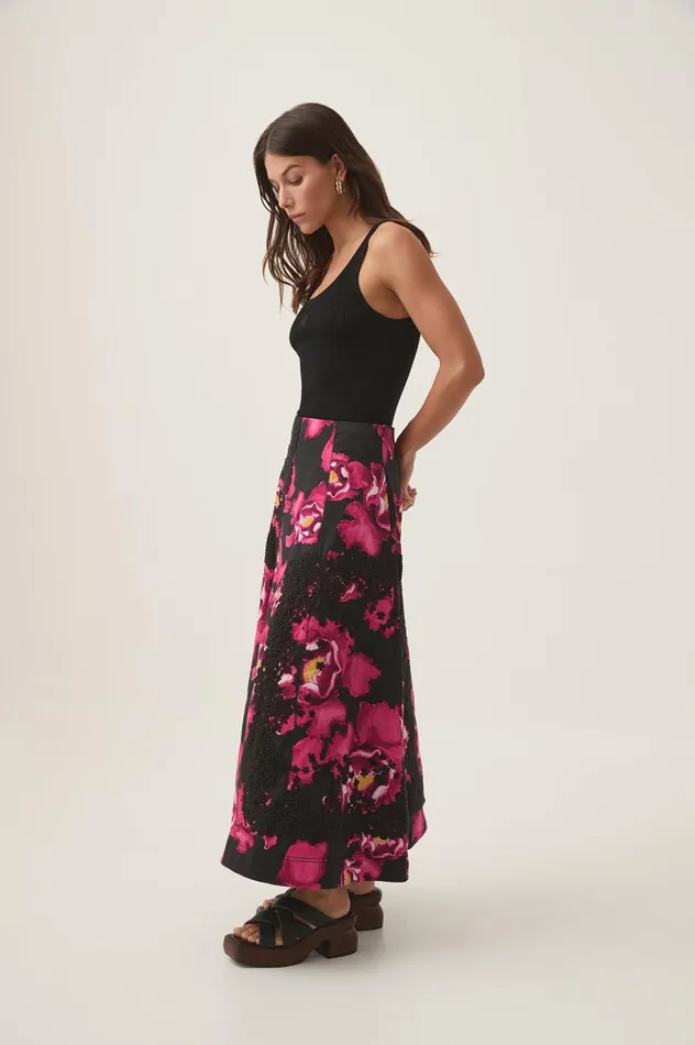 Aje Skirts Florence Midi Skirt Midnight Peony 8211 Women Aje Skirts Florence Midi Skirt Midnight Peony 8211 Women