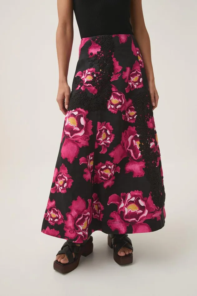 Aje Skirts Florence Midi Skirt Midnight Peony 8211 Women Aje Skirts Florence Midi Skirt Midnight Peony 8211 Women