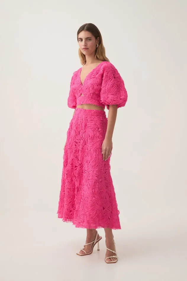 Aje Skirts Florential Textured Midi Skirt Azalea Pink 8211 Women Aje Skirts Florential Textured Midi Skirt Azalea Pink 8211 Women