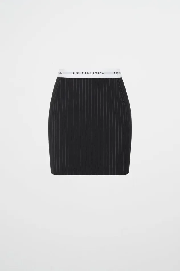 Aje Skirts Logo Elastic Mini Skirt 651 Navy Pinstripe 8211 Women Aje Skirts Logo Elastic Mini Skirt 651 Navy Pinstripe 8211 Women