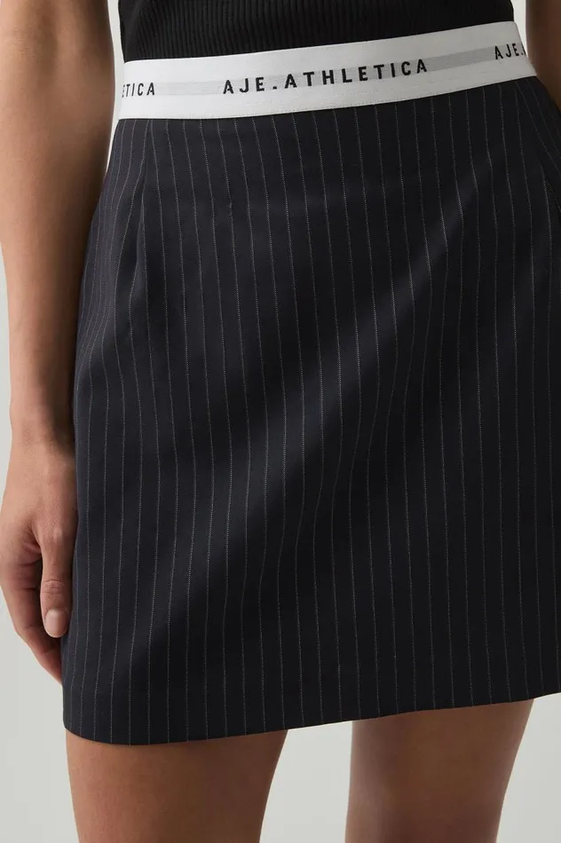 Aje Skirts Logo Elastic Mini Skirt 651 Navy Pinstripe 8211 Women Aje Skirts Logo Elastic Mini Skirt 651 Navy Pinstripe 8211 Women