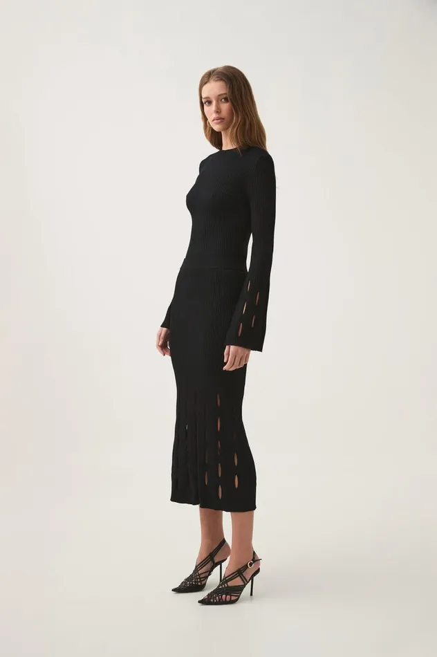 Aje Skirts Resolution Knit Midi Skirt Black 8211 Women Aje Skirts Resolution Knit Midi Skirt Black 8211 Women