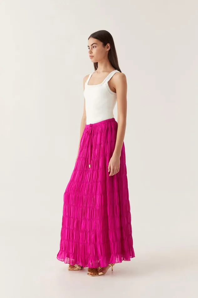 Aje Skirts Rosewood Ruched Maxi Skirt Magenta 8211 Women Aje Skirts Rosewood Ruched Maxi Skirt Magenta 8211 Women