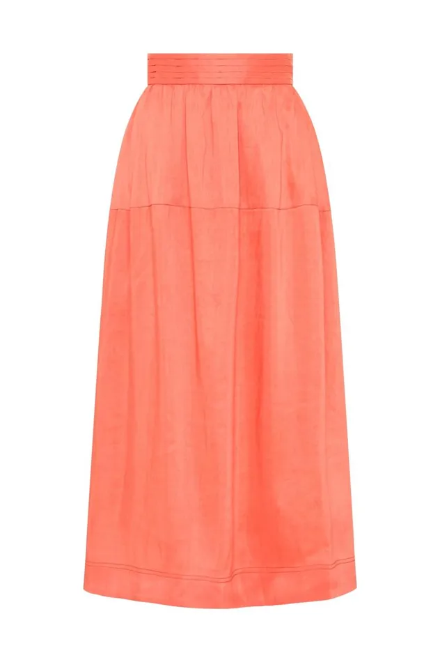 Aje Skirts Shelly Flare Tuck Midi Skirt Coral 8211 Women Aje Skirts Shelly Flare Tuck Midi Skirt Coral 8211 Women