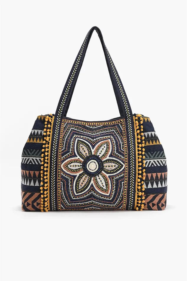 America and Beyond Black Sand Tote Women Totes