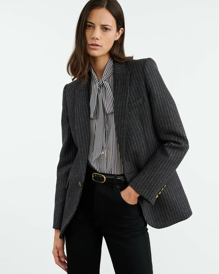 ANABEL BLAZER Charcoal Pinstripe Women Nili Lotan Jackets and Blazers