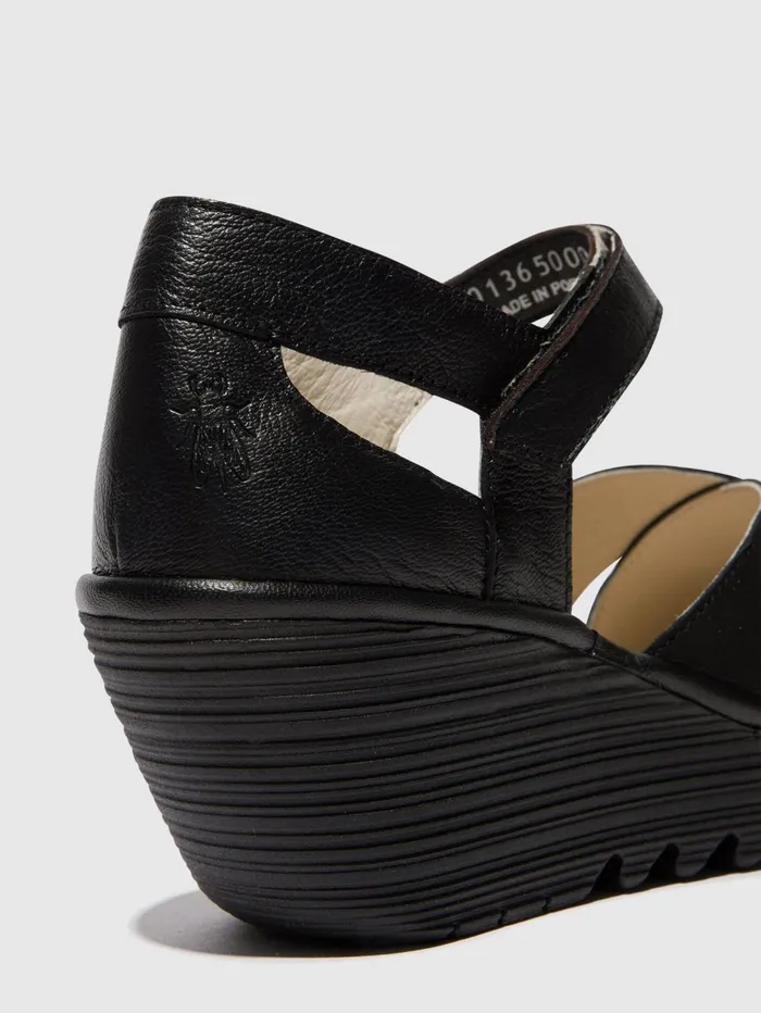 Ankle Strap Sandals YENT365FLY BLACK Women Fly London Sandals