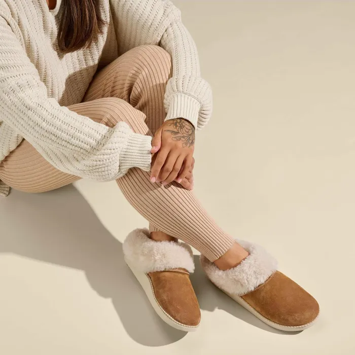 Arch Support Women Olukai Kui SlipOn Slippers 8211 Tan Bone