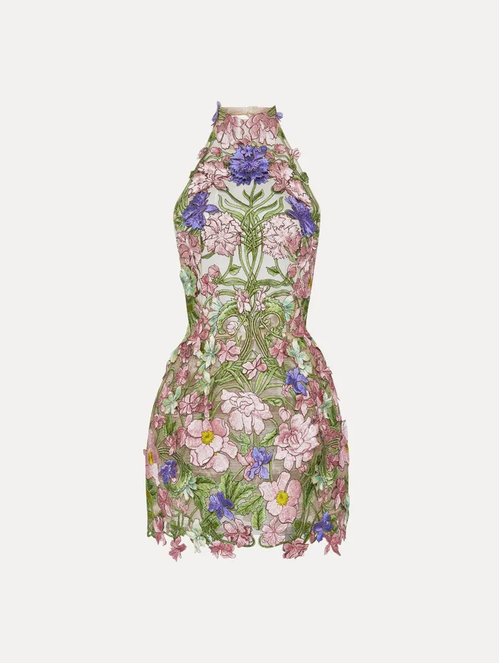 Art Nouveau Threadwork Cocktail Dress Multi Women Oscar De La Renta Dresses