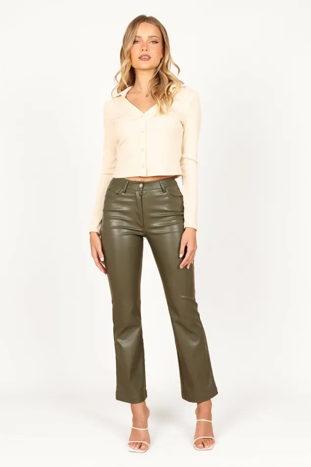 Ashley Faux Leather Pants Olive Women Pants Petal and Pup