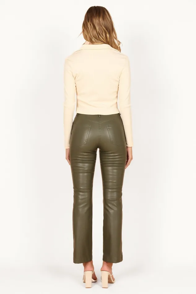 Ashley Faux Leather Pants Olive Women Pants Petal and Pup