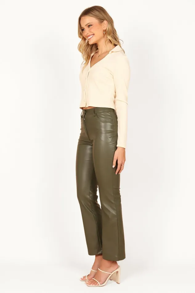 Ashley Faux Leather Pants Olive Women Pants Petal and Pup