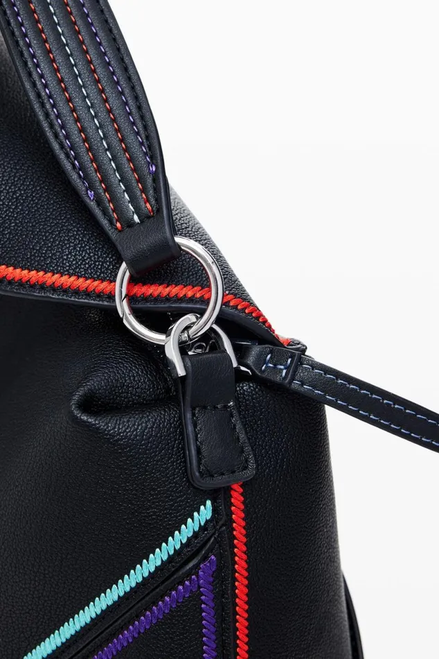 Backpacks Women Desigual Mini Backpack With Stripes Black