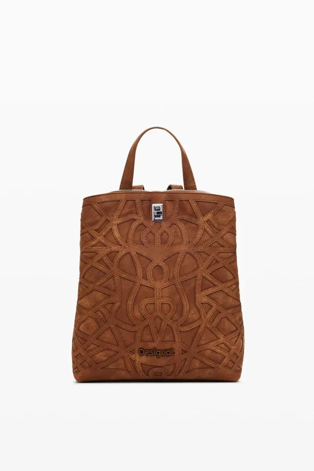 Backpacks Women Desigual Mini Embossed Backpack Brown