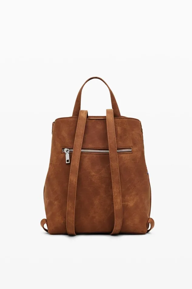 Backpacks Women Desigual Mini Embossed Backpack Brown