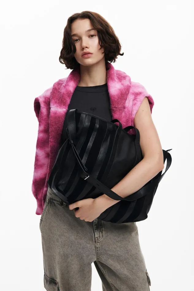 Bags Women Desigual Leather Shopper Bag Black