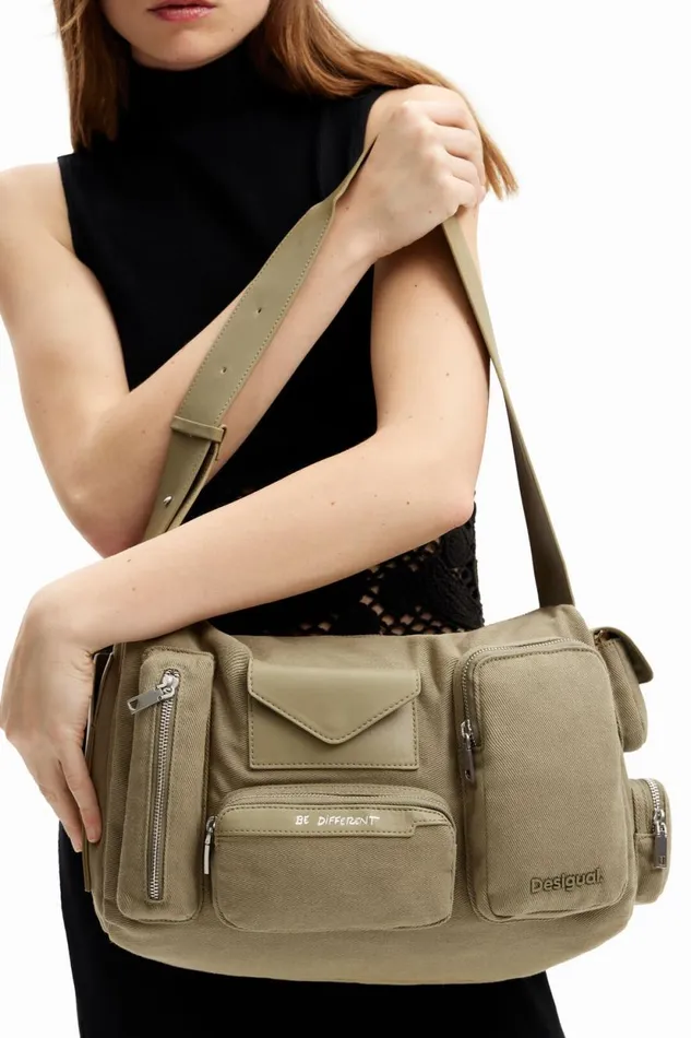 Bags Women Desigual XL Canvas Pockets Bag Green
