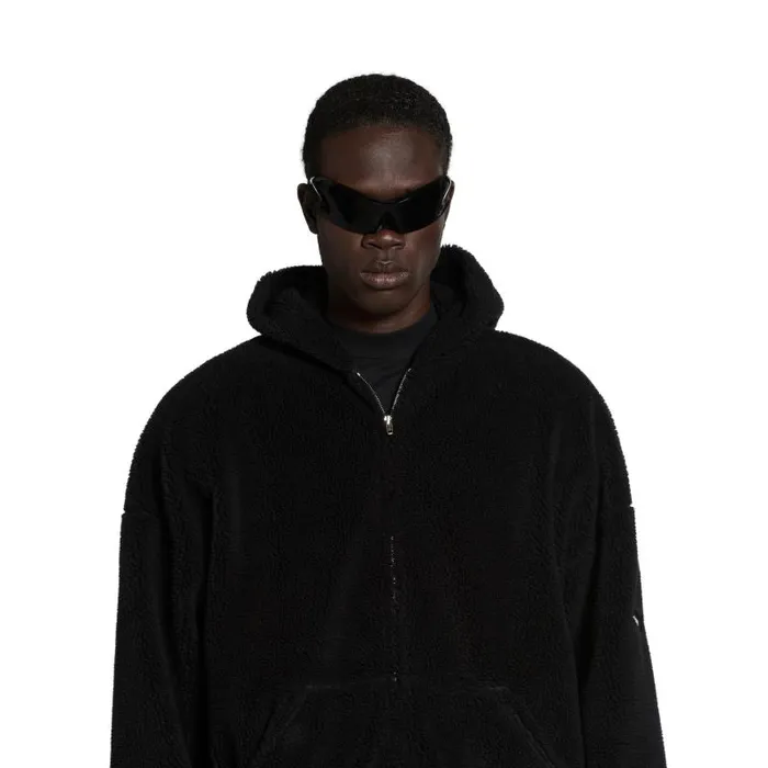 Balenciaga Coats and Jackets WomenMen Outerwear Zipup Hoodie Oversized In Black Black Balenciaga Coats and Jackets WomenMen Outerwear Zipup Hoodie Oversized In Black Black