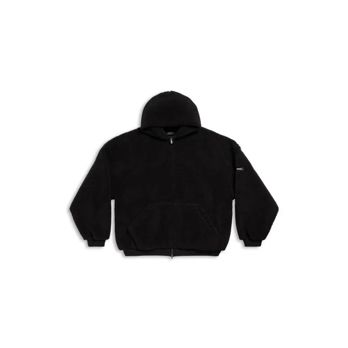 Balenciaga Coats and Jackets WomenMen Outerwear Zipup Hoodie Oversized In Black Black Balenciaga Coats and Jackets WomenMen Outerwear Zipup Hoodie Oversized In Black Black