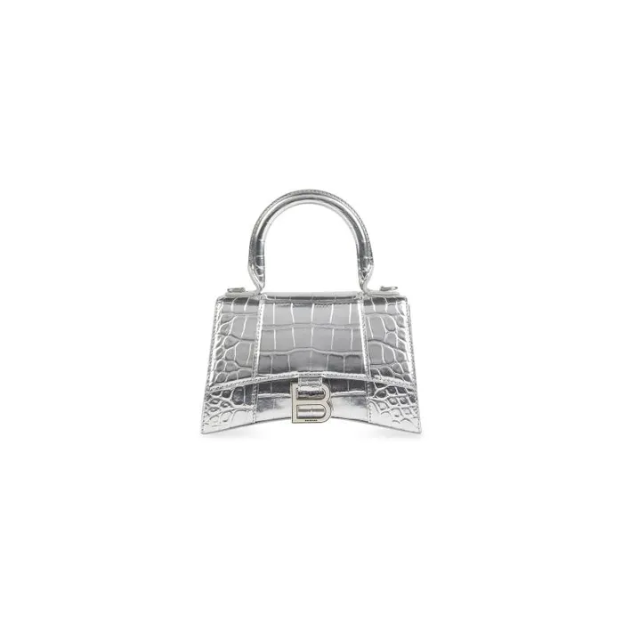 Balenciaga Handbags Women Women039s Hourglass Xs Handbag Crocodile Embossed In Silver Silver Balenciaga Handbags Women Women039s Hourglass Xs Handbag Crocodile Embossed In Silver Silver