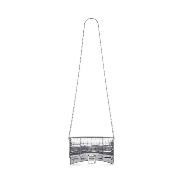 Balenciaga Mini Bags Women Women039s Hourglass Wallet On Chain In Silver Silver Balenciaga Mini Bags Women Women039s Hourglass Wallet On Chain In Silver Silver
