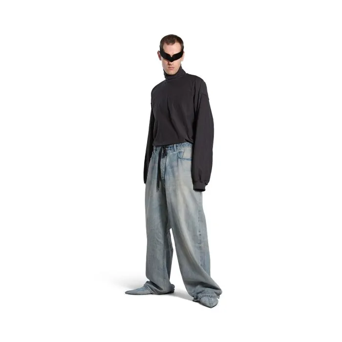 Balenciaga Pants WomenMen Oversized Baggy Pants In Light Blue Light Blue