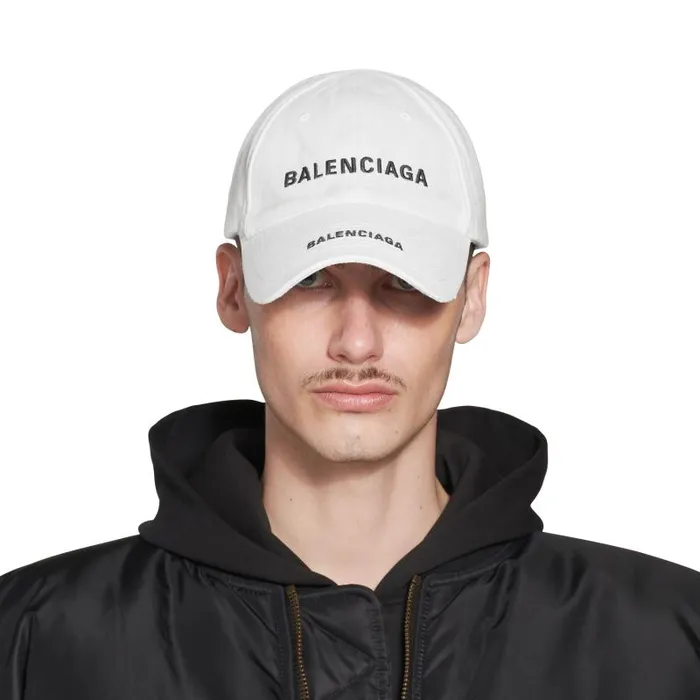 Balenciaga Scarves and Caps WomenMen Double Logo Cap In White White Balenciaga Scarves and Caps WomenMen Double Logo Cap In White White