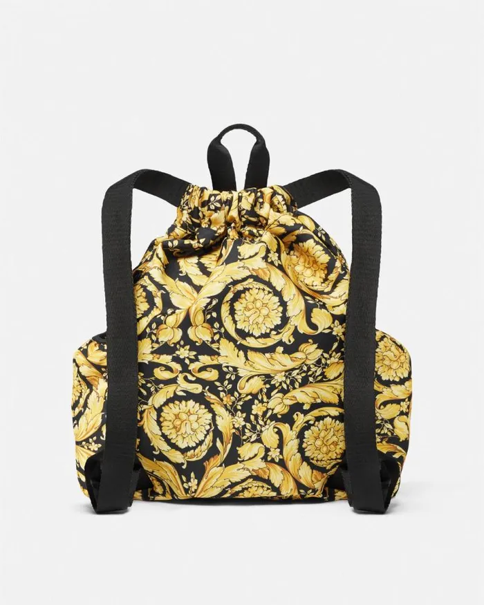 Barocco Kids Drawstring Backpack Black Children Versace Accessories